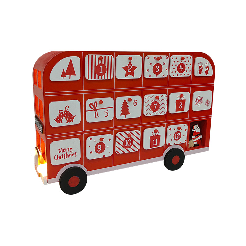 Christmas Bus with 24 Painted Drawers New Year Gift Box With LED