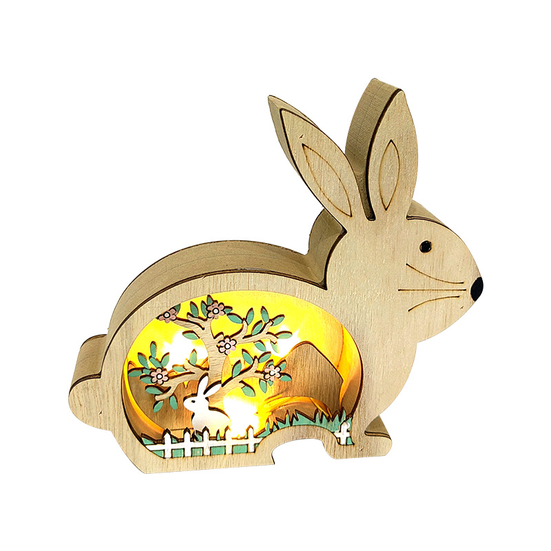 Easter Bunny Ornament Wooden Rabbit Easter Table Decorations Lovely Tabletop Furniture Living Room Bedroom Craft Toy Gifts for Kids Home Decor