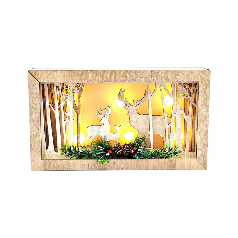 Shadow Box Building Kit with Forest Reindeer Scenery, Wood Craft Set