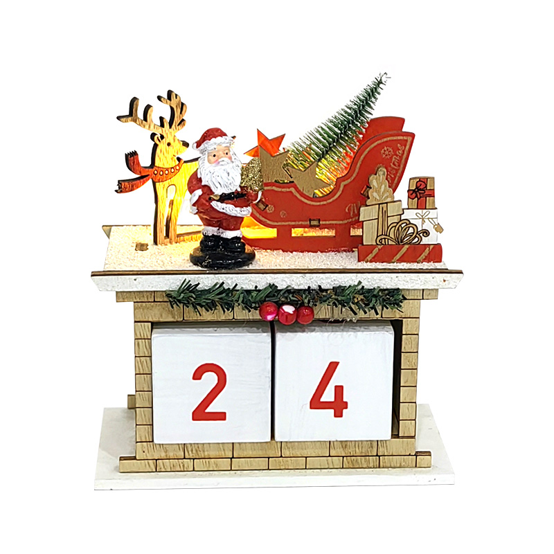 Fireplace Base Countdown Calendar Perpetual Calendar Christmas Table Decoration LED