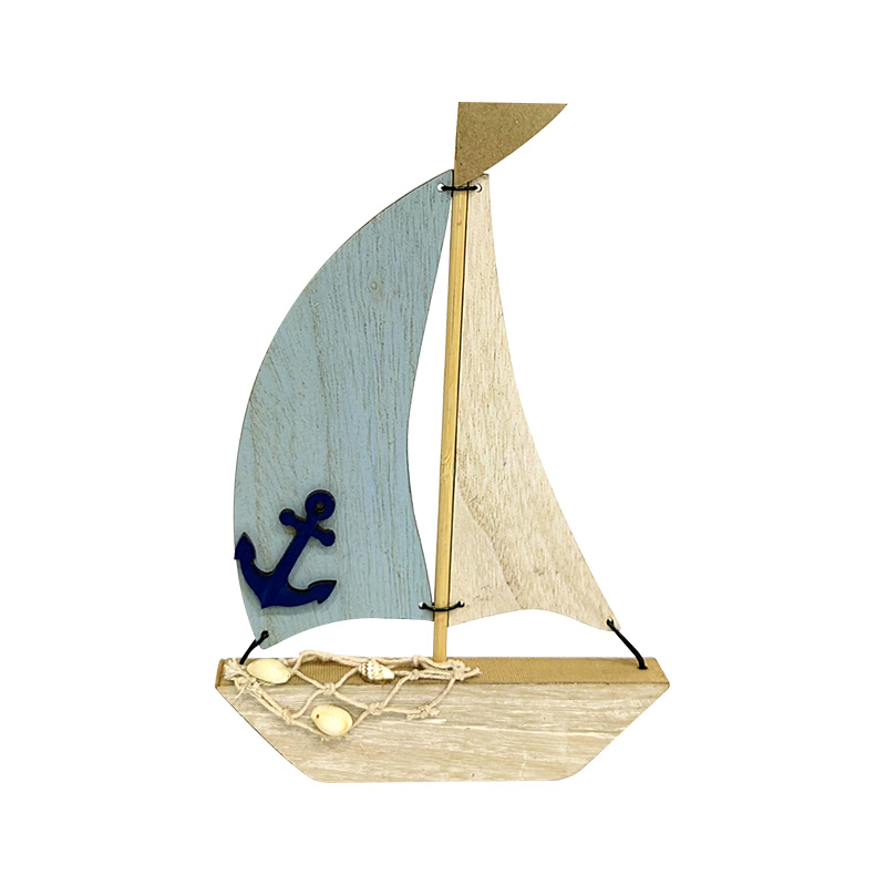 Mediterranean Style Sailboat Models Nautical Wooden Sailing Boat Ship Decor