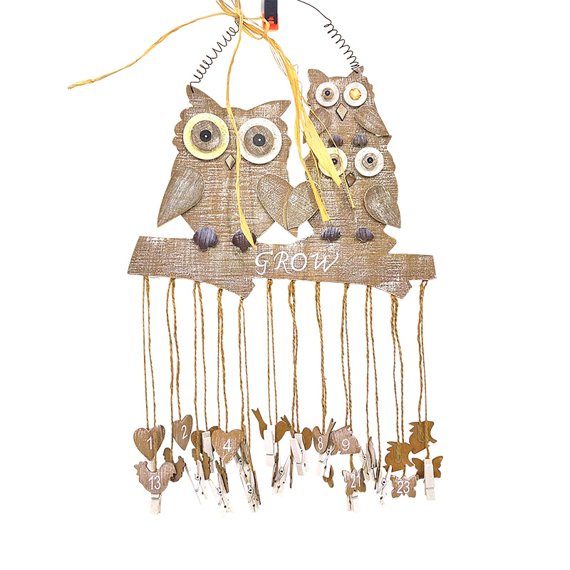 Woodland Animal Hanging Wooden Ornaments, Rustic Forest Animal Owl Wood Craft Pendant, Animal Birthday Party Decoration 