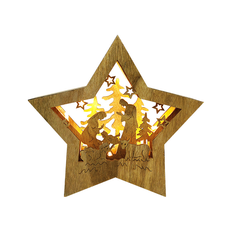 Wooden Star Shaped Nativity Scene