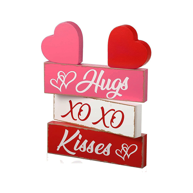Valentine's Day Decorations Wooden Heart Blocks Signs