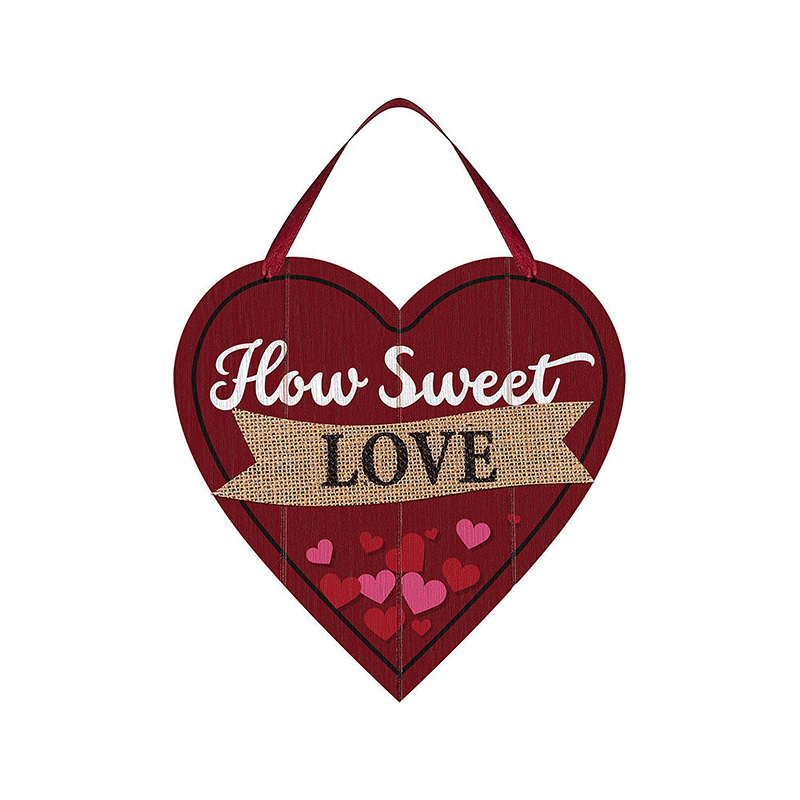 Heart Shape Wood Sign Love Wooden Sign Decoration Valentine's Heart Wall Sign Decoration Heart Wall Plaque Red Heart Hanging Sign