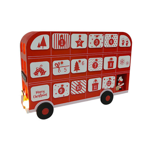 Christmas Bus with 24 Painted Drawers New Year Gift Box With LED