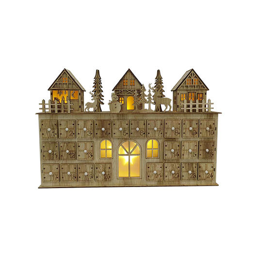 Xmas Holidays lighted Up Winter Snow Scene With 24 Little Boxes Advent Calendar