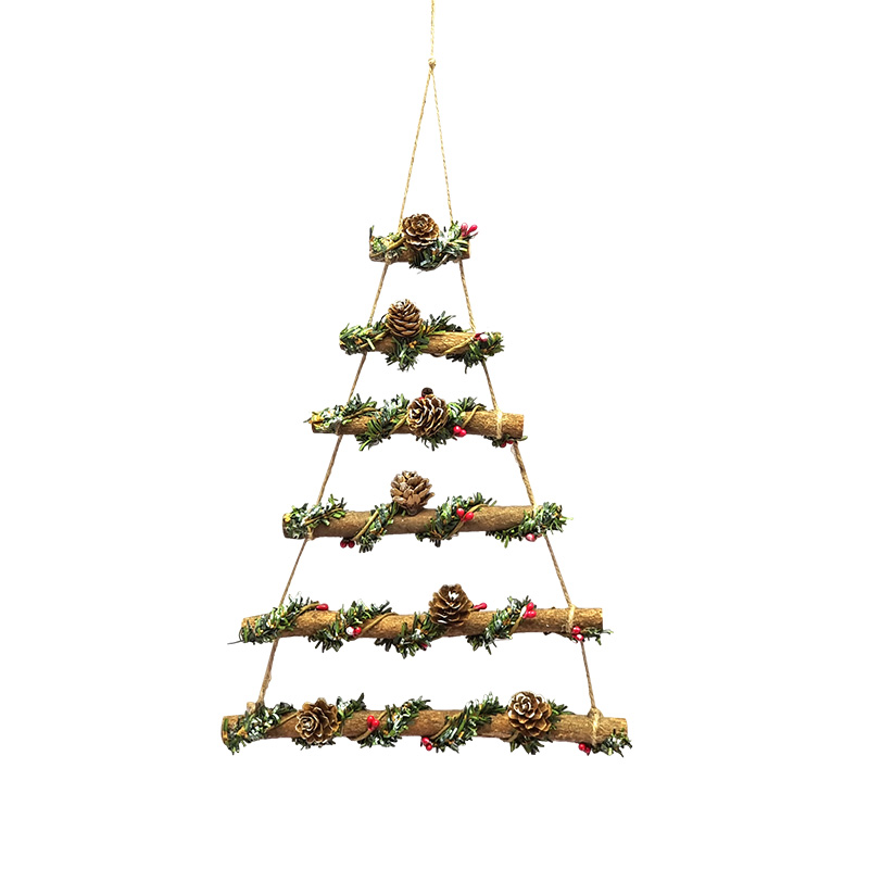 LED Lights Christmas Tree Wooden Xmas Rope Ladder Decoration Branch Hanging Christmas Tree Pendants