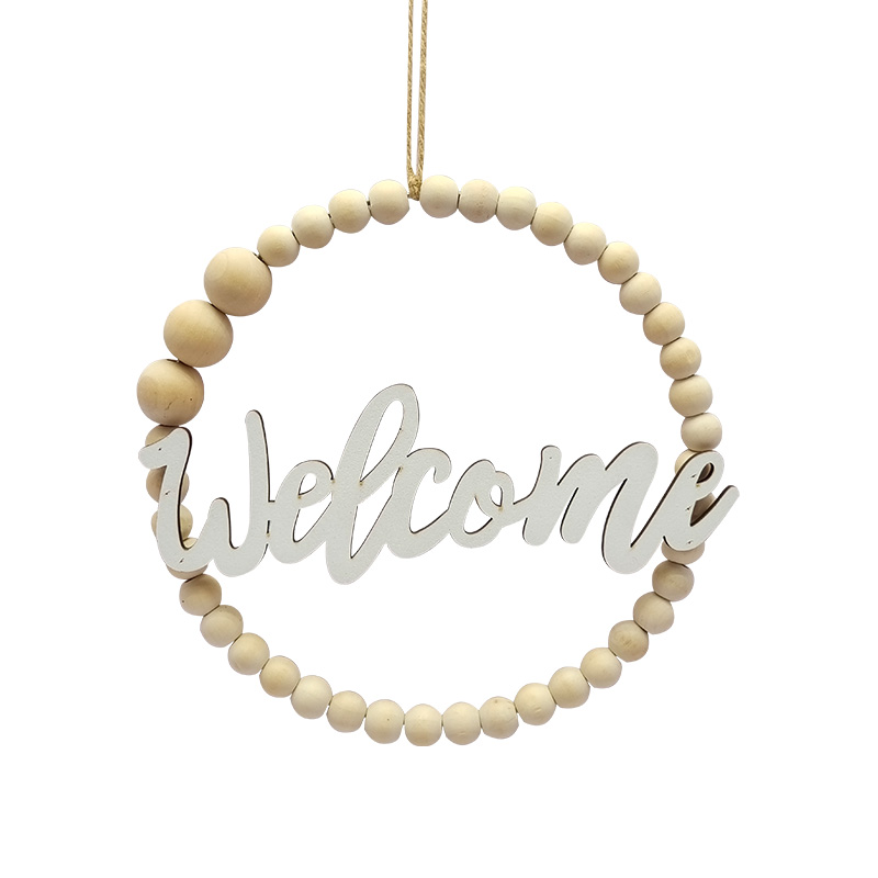 Wooden Decor Bead Hanging Welcome Sign For Door Window Collections 2023