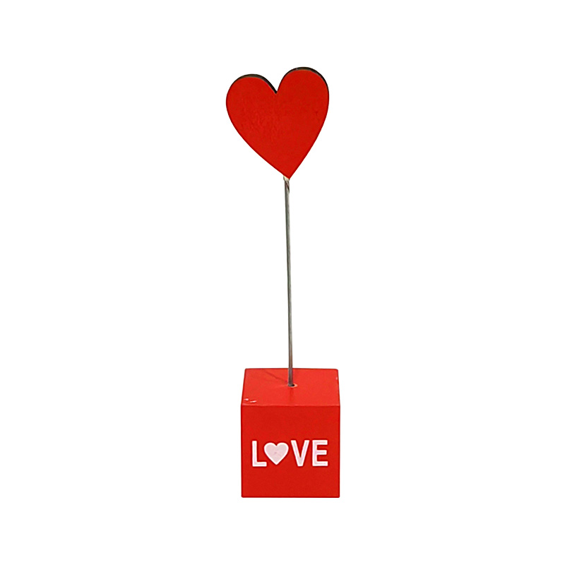 Valentine's Day Decorations, Wood Love Heart Happy Valentine's Day Romantic Ornaments for Party Anniversary Engagement, Red
