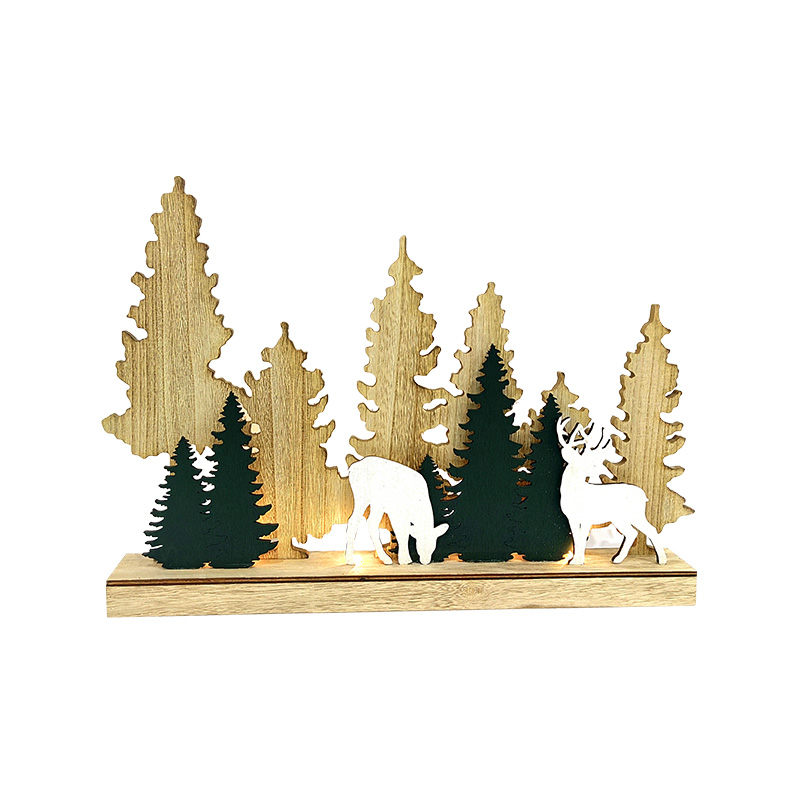 LED Tabletop Decorations Wooden Base Autumn Trees Decorations