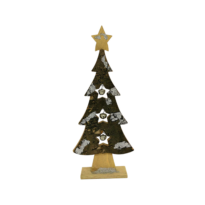 Wood Bark Look Autumn Tree Decor with Small Bells