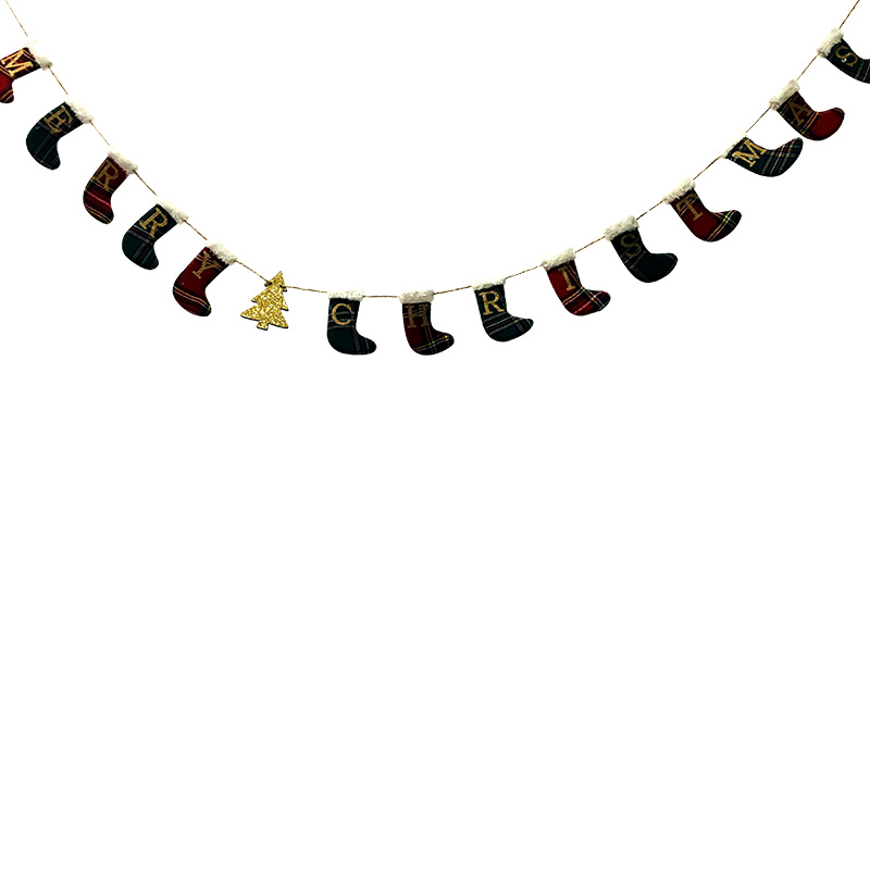 180cm Merry Christmas Hanging Banner Pendants Xmas String Hanging Stocking Decoration for Home Party Christmas Party Decoration