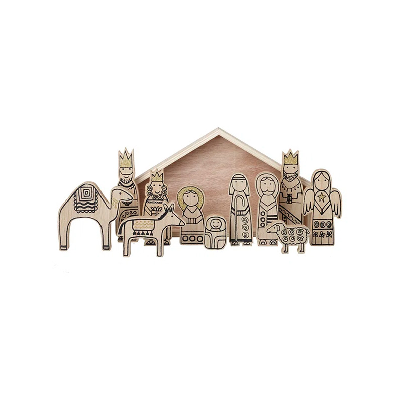 Wooden Nativity Scene Decor