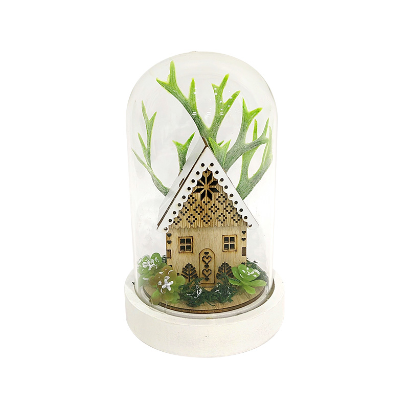 Cylinder Decor with House and Plant