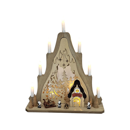 Vintage German Wooden Christmas Candle Bridge with Electric Candles