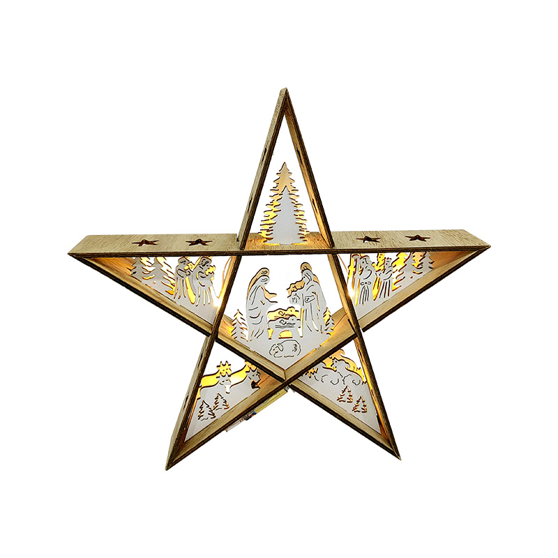 Wooden Star Shaped Nativity Scene